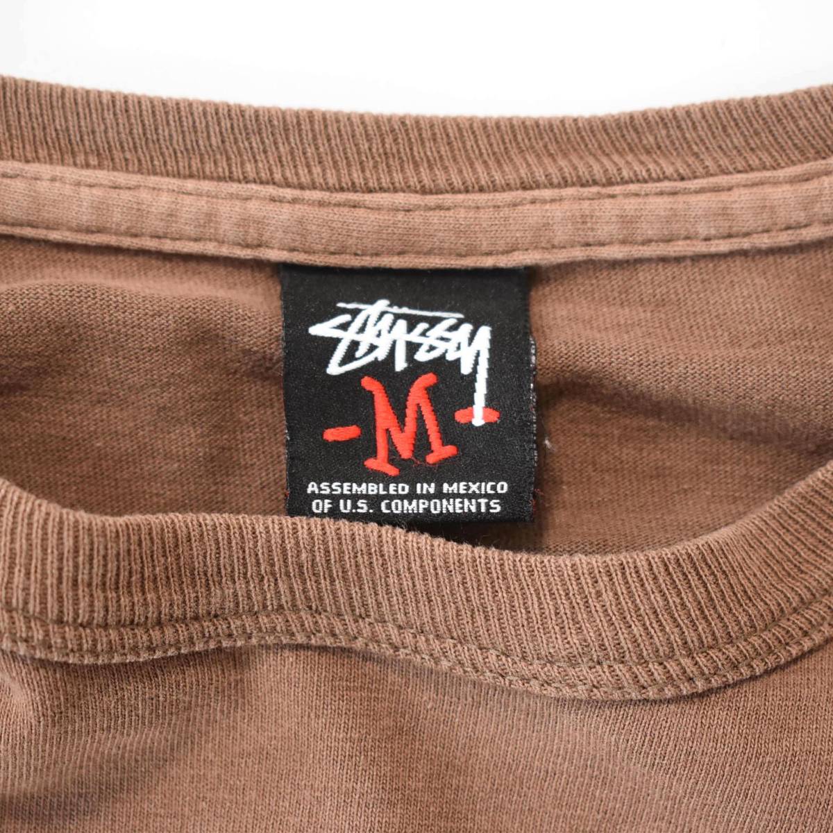 M] 00s OLD STUSSY 両面 プリント 長袖 Tシャツ ブラウン ステューシー 
