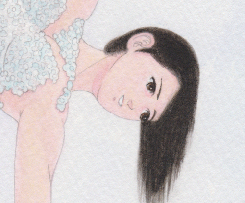 舞華 手描きイラスト複製画 #368 リリック・ホワイト 新体操 レオタード_1