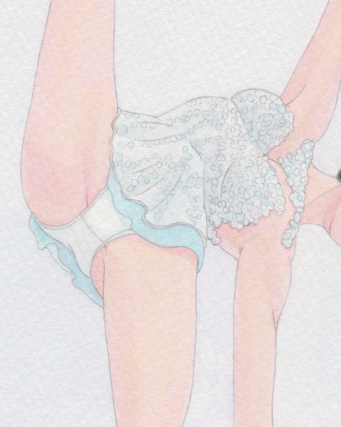 舞華 手描きイラスト複製画 #368 リリック・ホワイト 新体操 レオタード_3