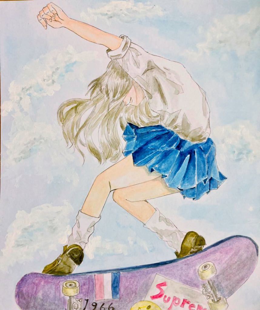 手描きイラスト 原画 空ま 届け オリジナルイラスト ラメ入り絵の具 水彩画 手描きイラスト 売買されたオークション情報 Yahooの商品情報をアーカイブ公開 オークファン Aucfan Com