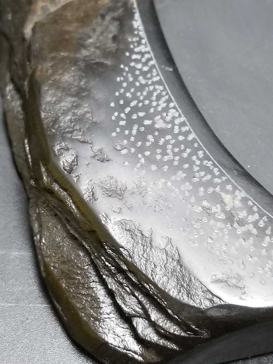 未使用】雄勝硯 文鎮 遠藤 弘行作 玄昌石 幅約12.5cm 宮城県特産 鶴 松