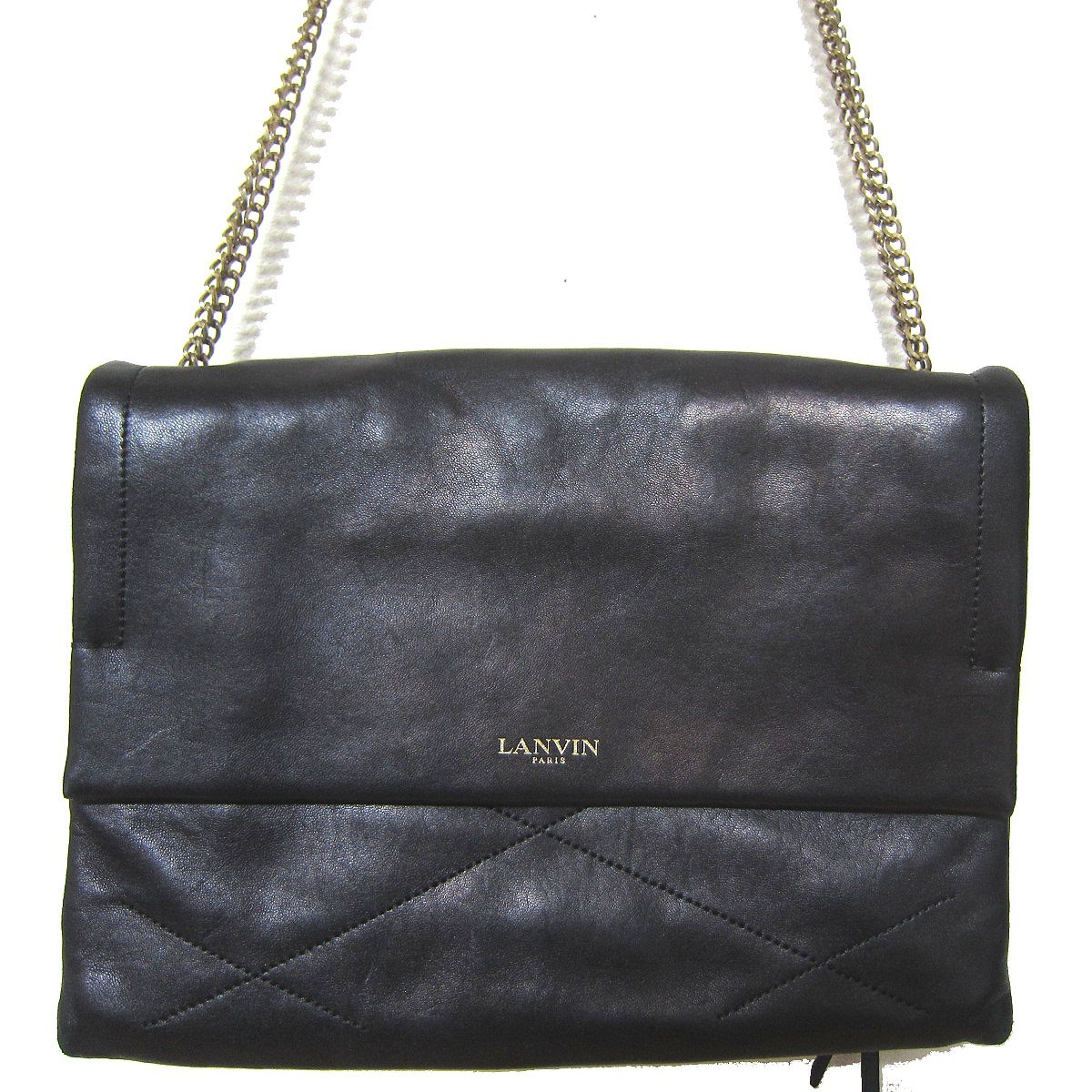 LANVIN レザー ランバン en Bleu - ネイビー PARIS＂キルティング 