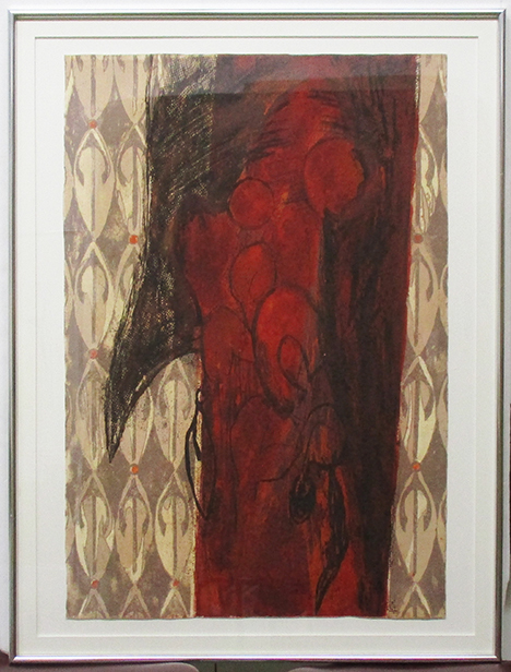 馬場知子『Le desire du rouge』銅版画 ed.E.A. 鉛筆サイン 額付き(箱なし) 額裏に略歴 女子美術大学
