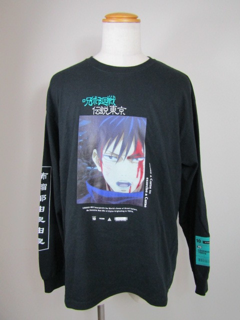 131-KM799-60! 呪術廻戦 × LEGENDA 伏黒恵 Longsleeve 長袖 T シャツ LEC1021 フリーサイズ ブラック 伏黒 ユニセックス
