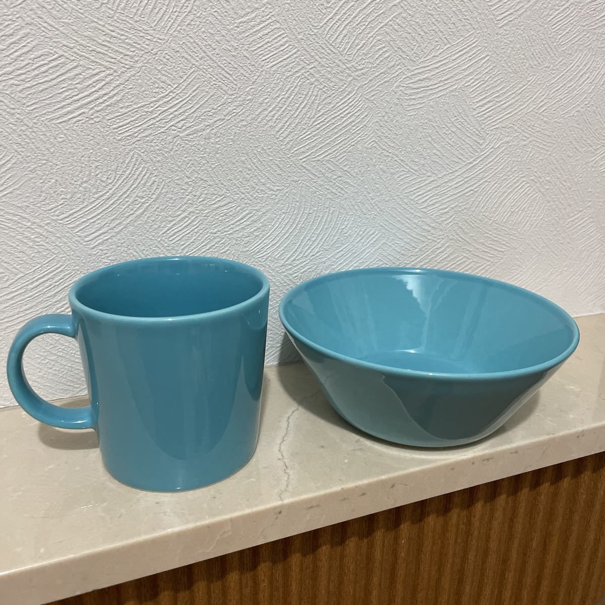 送料無料　美品　ittala TEEMA イッタラ　ティーマ　2点セット　ターコイズ　マグカップ300ml シリアルボウル15㎝_1