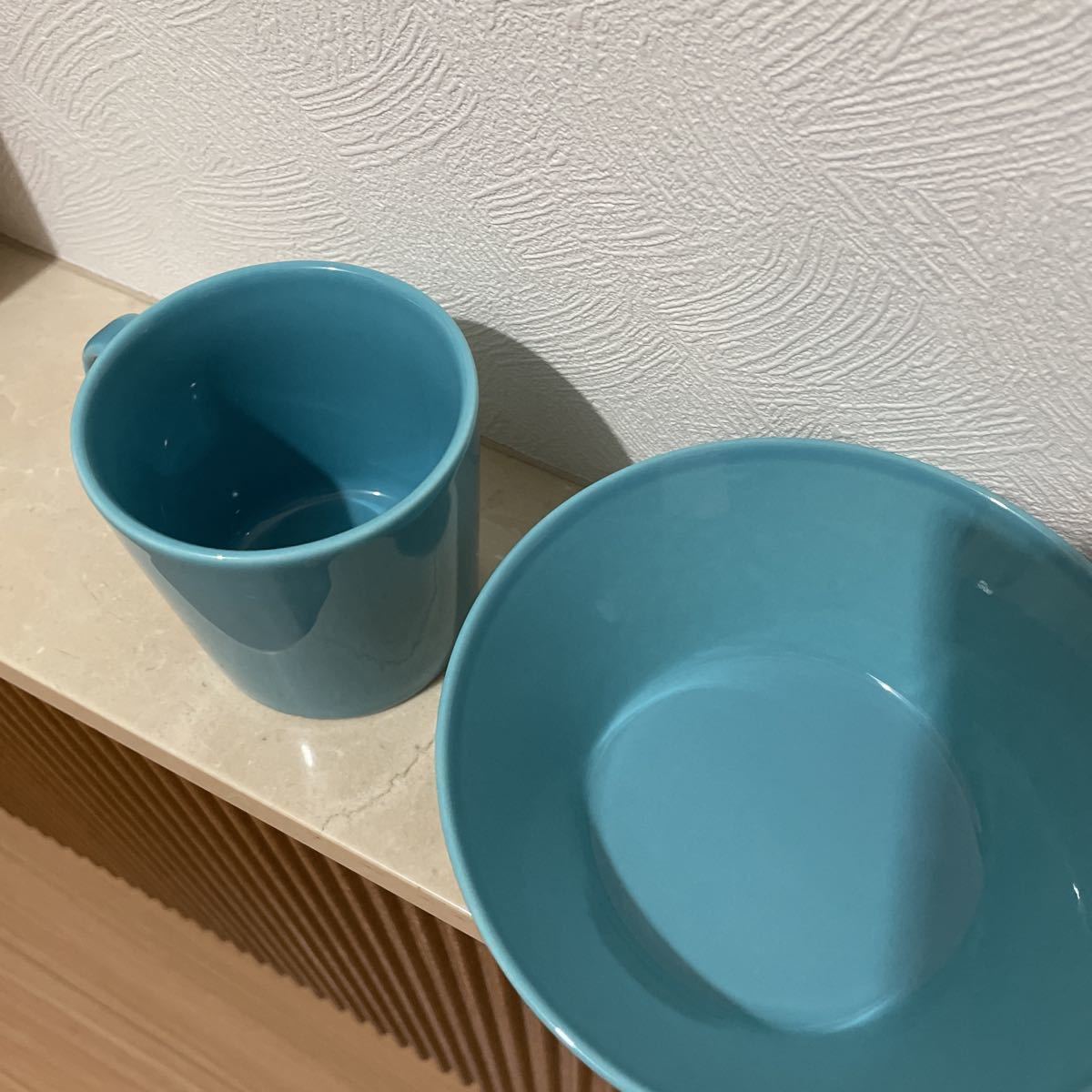 送料無料　美品　ittala TEEMA イッタラ　ティーマ　2点セット　ターコイズ　マグカップ300ml シリアルボウル15㎝_4