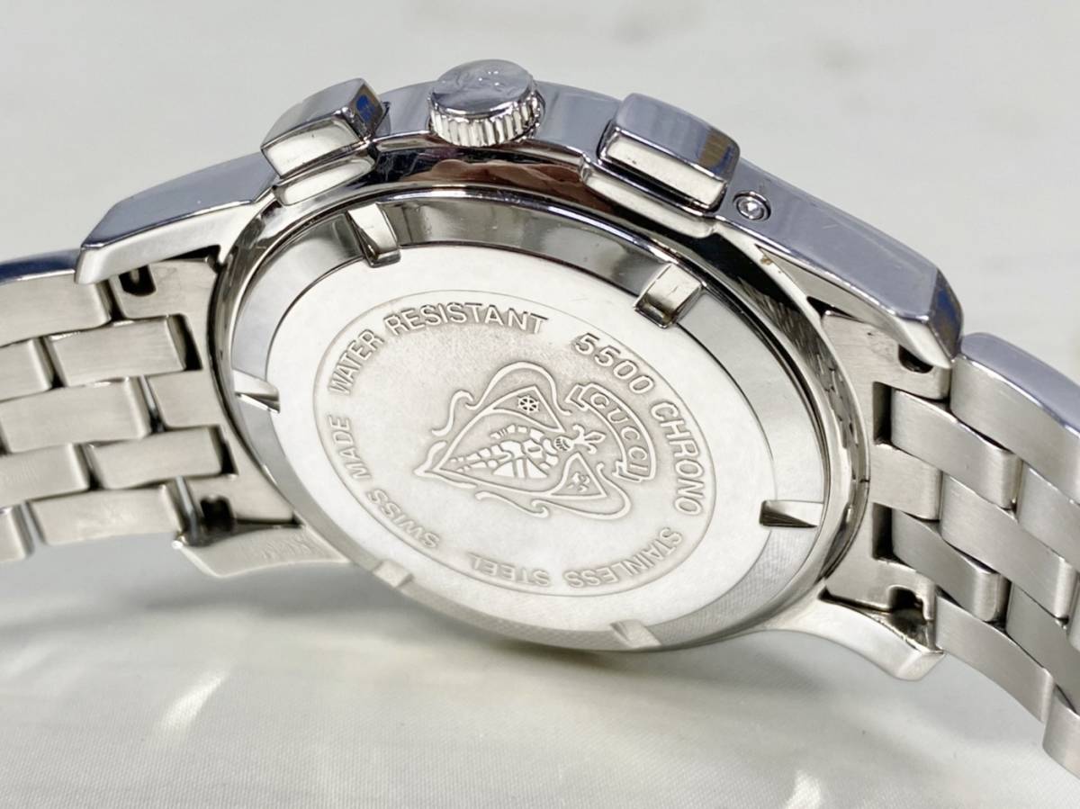 良品 グッチ YA055206 トリプルカレンダー 5500 クロノグラフ クォーツ