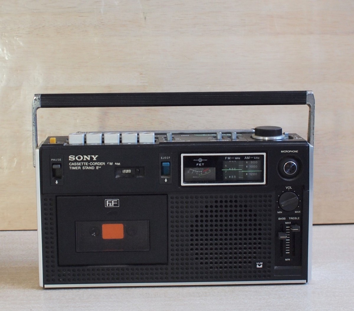 W0633] SONY CF-1900 カセットコーダー / ソニー 2BAND FM AM ラジオOK