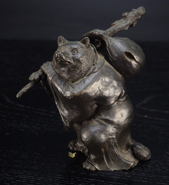 信楽焼 たぬき 工芸品 レトロ インテリア カラー風水金運黄色狸（20号