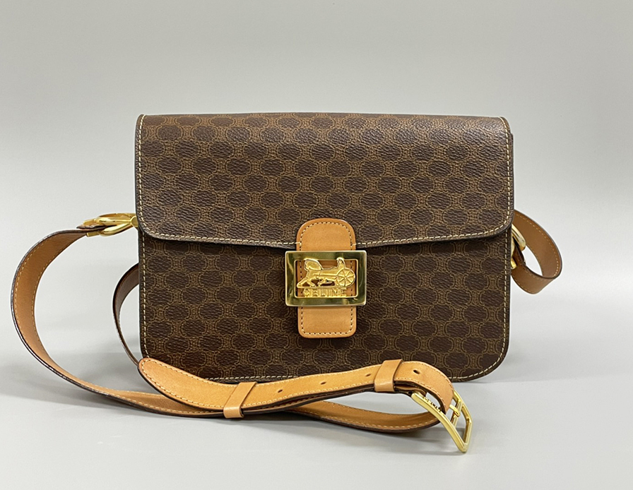 CELINE セリーヌ マカダム ヴィンテージ 馬車金具 ショルダーバッグ