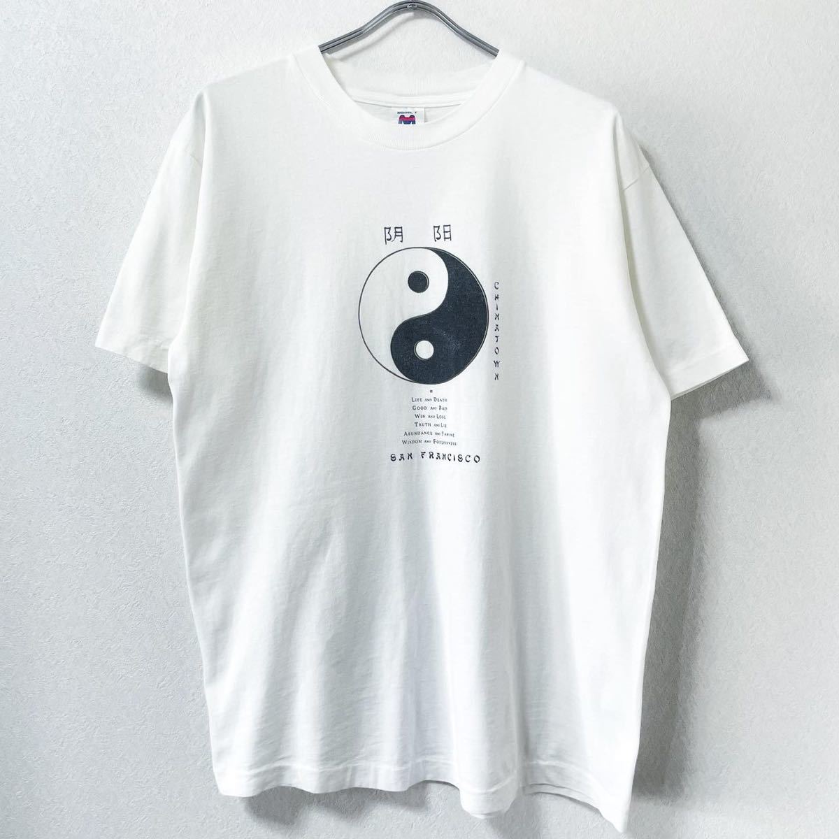 □激レア□90s USA製 陰陽 SANFRANCISCO CHINA TOWN Tシャツ L XL チャイナ