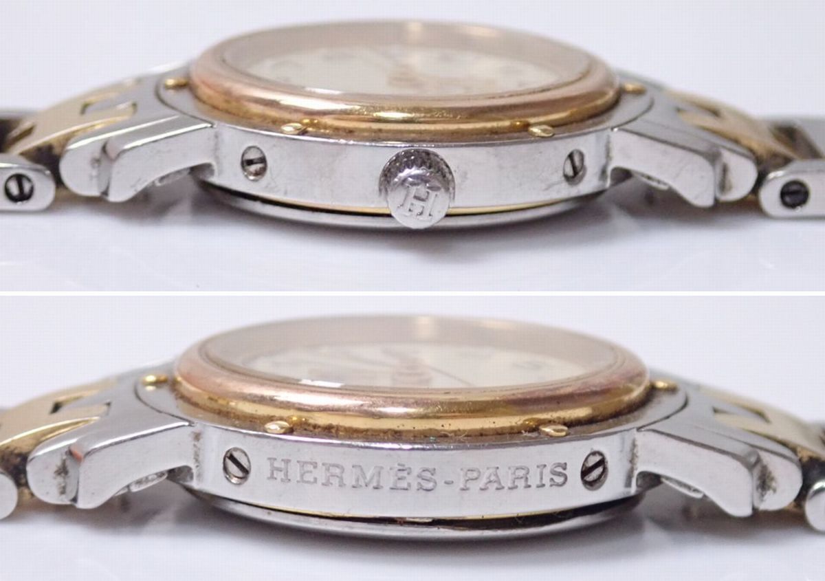 ☆HERMES/エルメス クリッパー クオーツ腕時計 シルバー×ゴールド/日常 