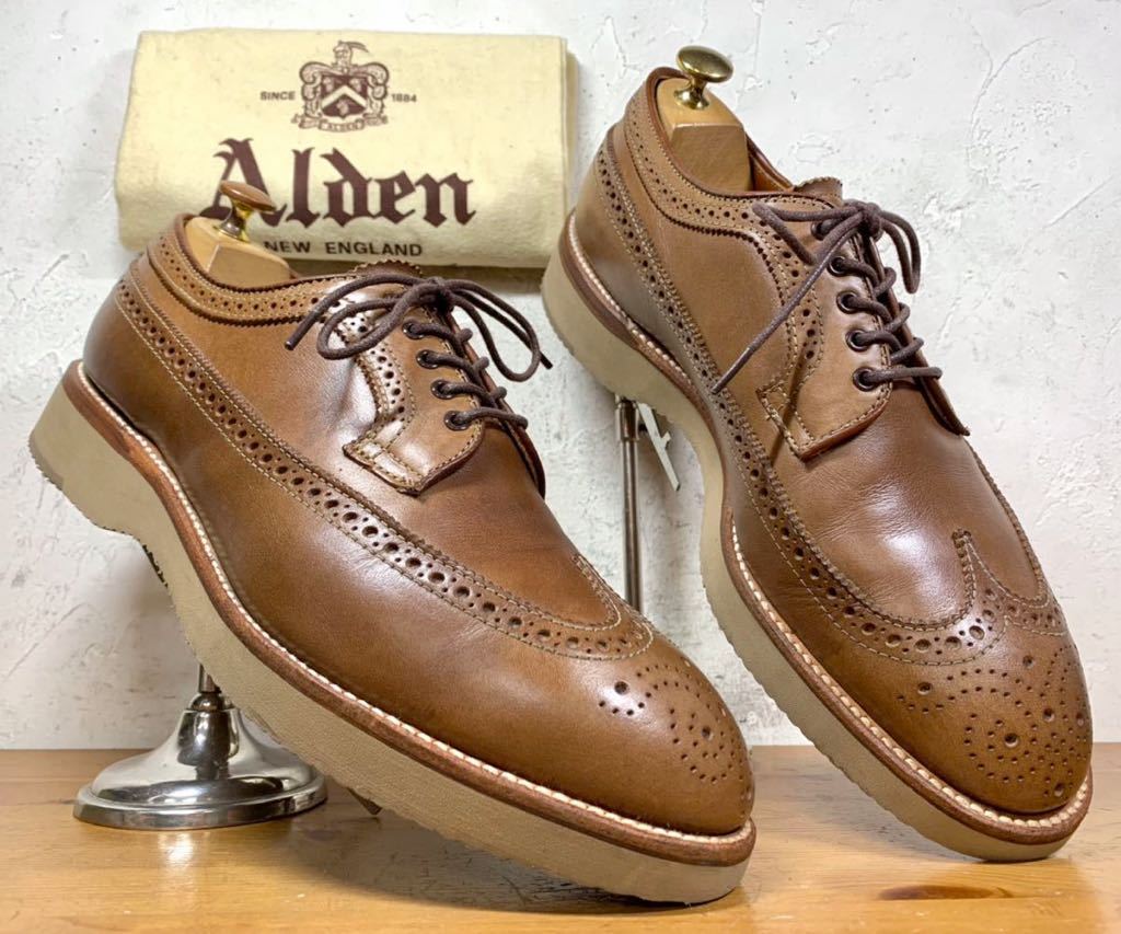 【数回履き程度/送料無料】USA製 Alden/オールデン クロエクセル ロングウィングチップ モディファイドラスト 81/2D 26.5cm相応/anatomica