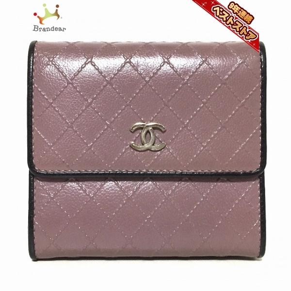 定番人気，格安 シャネル CHANEL Wホック財布 ビコローレ レザー ピンクベージュ&times;黒 13番台 財布(女性用財布)｜売買されたオークション情報、yahooの商品情報をアーカイブ公開 - オークファン 服飾小物