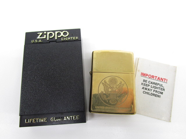 100%新品，送料無料 即日発送 良品 Zippo ジッポー SOLID BRASS 真鍮 UNITED STATES OF AMERICAアメリカ USA ライター 1991年製 ゴールド 381(その他)｜売買されたオークション情報、yahooの商品情報をアーカイブ公開 - オークフ Zippo