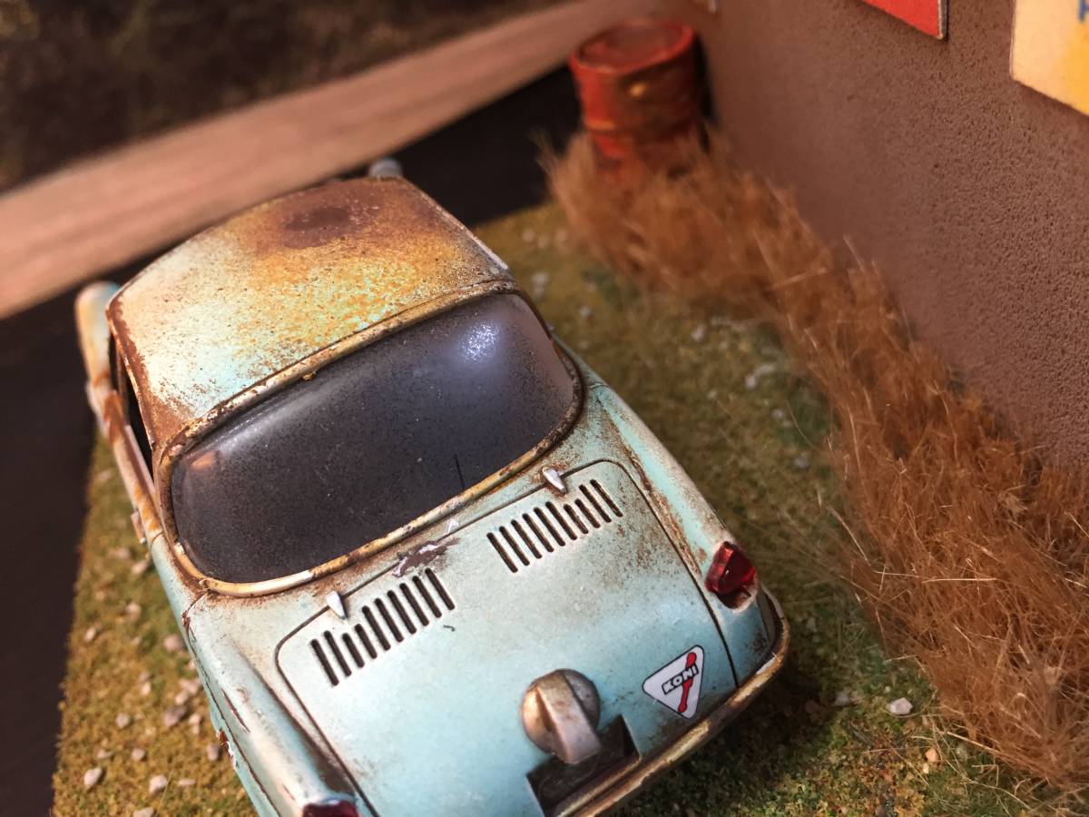 昭和レトロな風景 1/32 マツダ クーペ 旧車 自作ジオラマ完成品 ケース