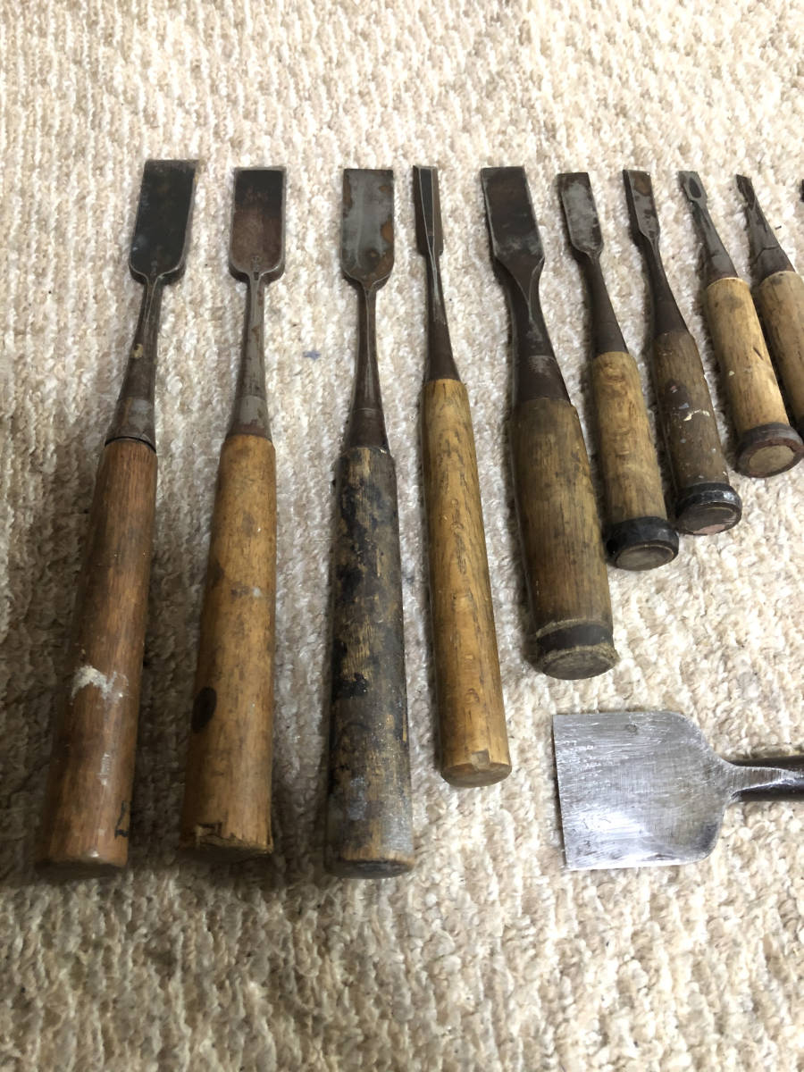 大工道具 〈鑿 のみ 在銘有り 大量 まとめ売り 19個セット〉工具 大工 
