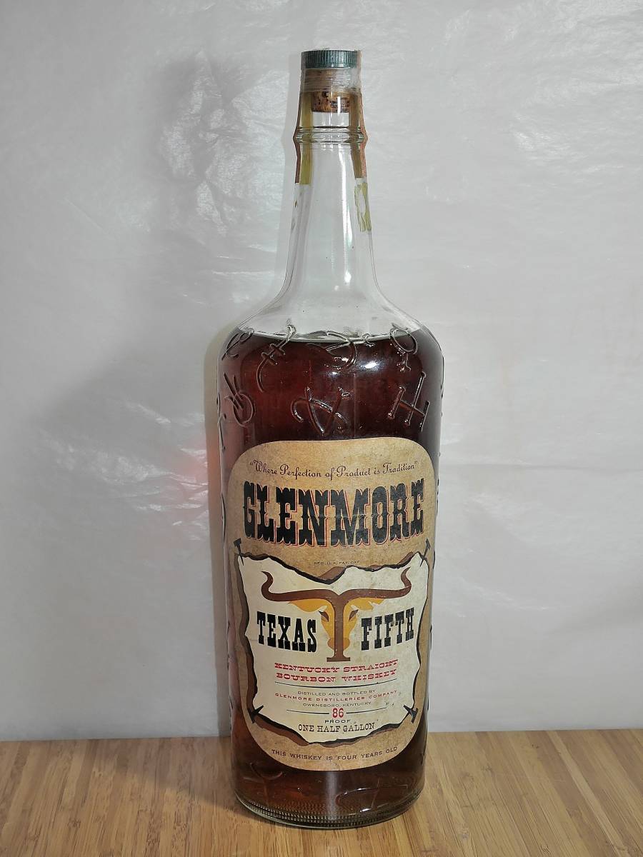 レア！希少古酒 Glenmoreケンタッキー・バーボン 1960年代ごろ 43％　巨大なHalf Gallonボトル（約２リトル）