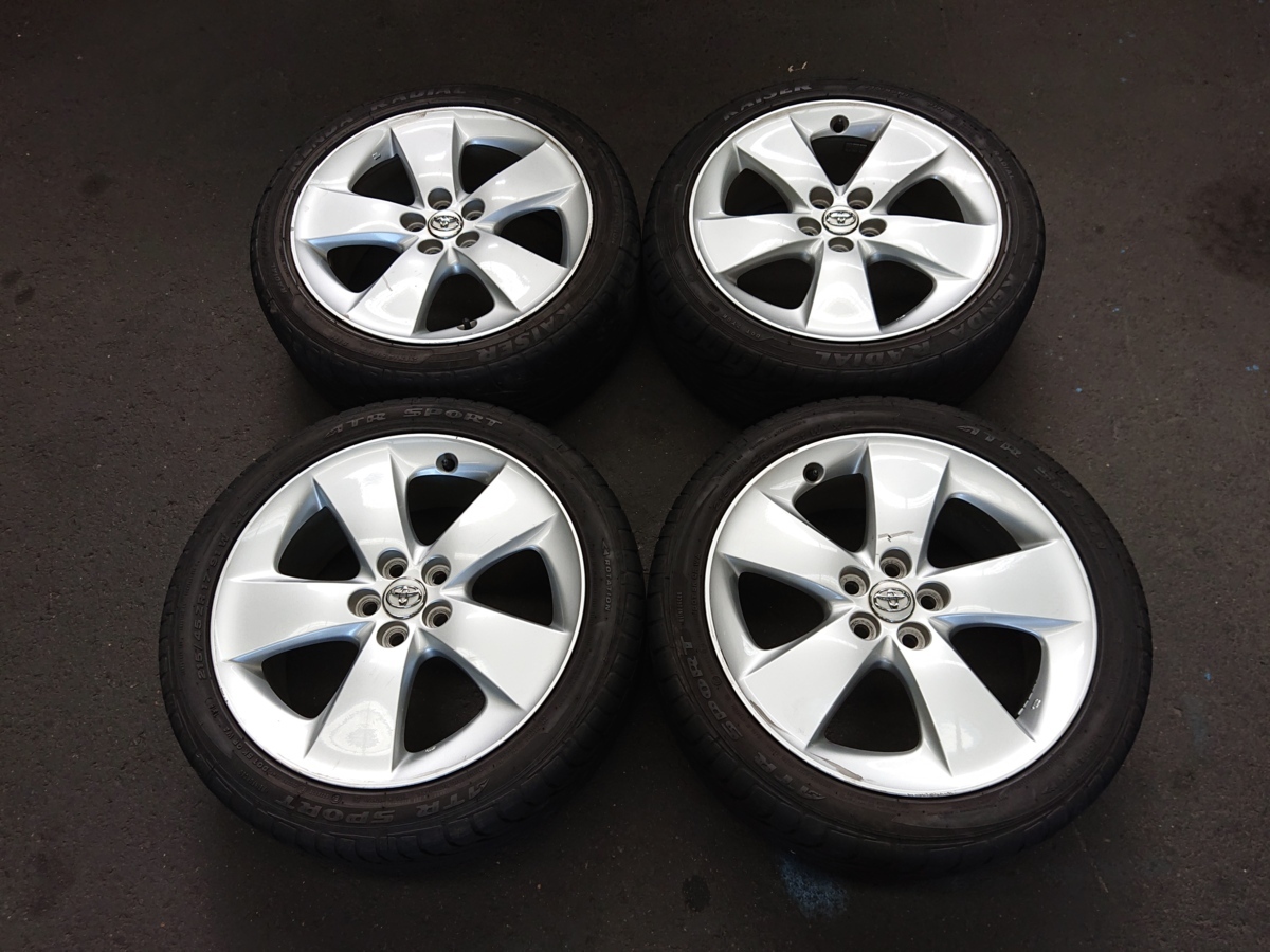 【高品質，爆買い】 タイヤ付き純正ホイール4本セット プリウス ZVW30 17&times;7J +50 100 5穴 215/45R17 2018年製 4ミリ(ラジアルタイヤ)｜売買されたオークション情報、yahooの商品情報をアーカイブ公開 - オークファン 5穴