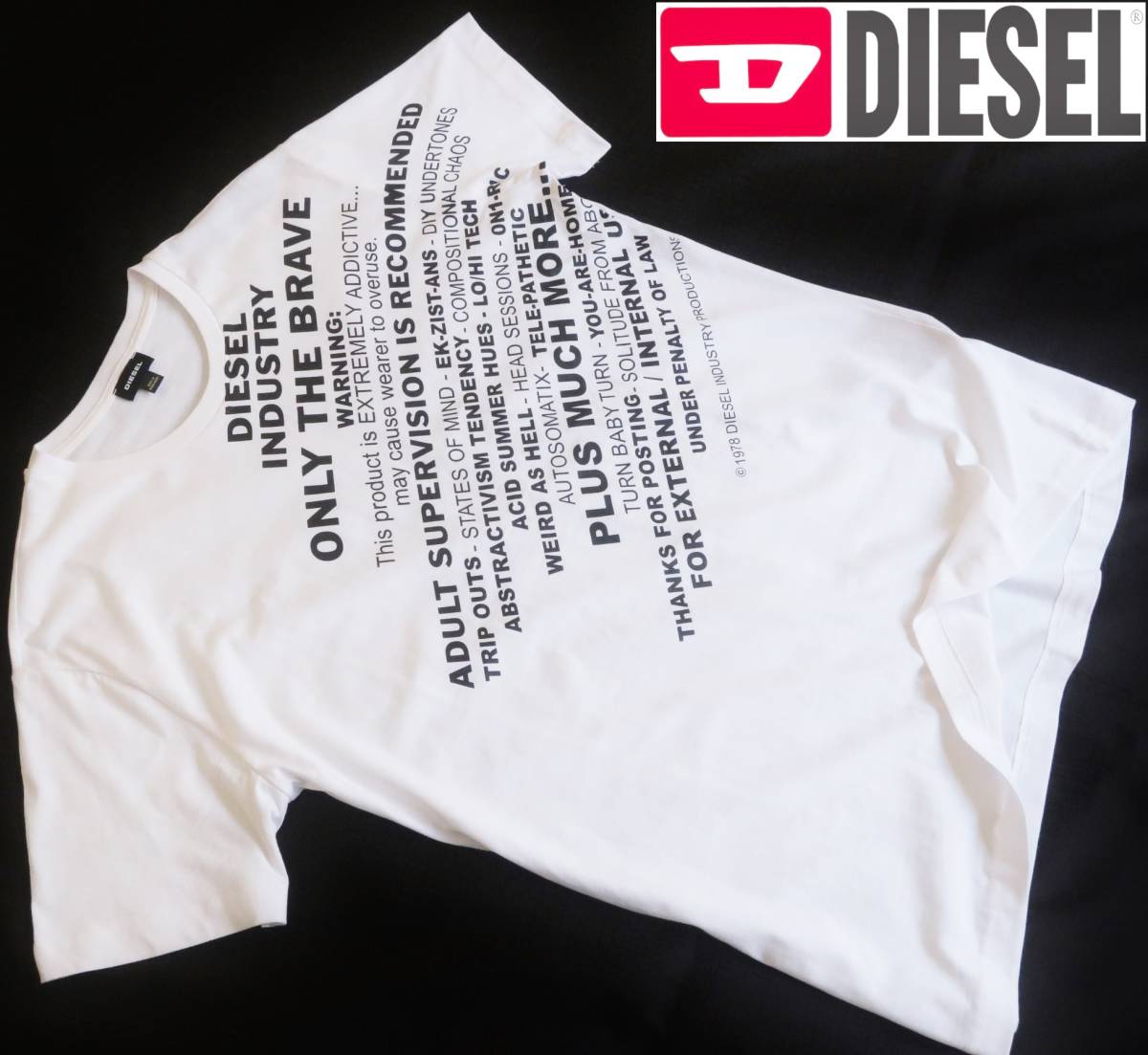 新品☆ディーゼル DIESEL☆ホワイト グラフィック Tシャツ☆ブラック 