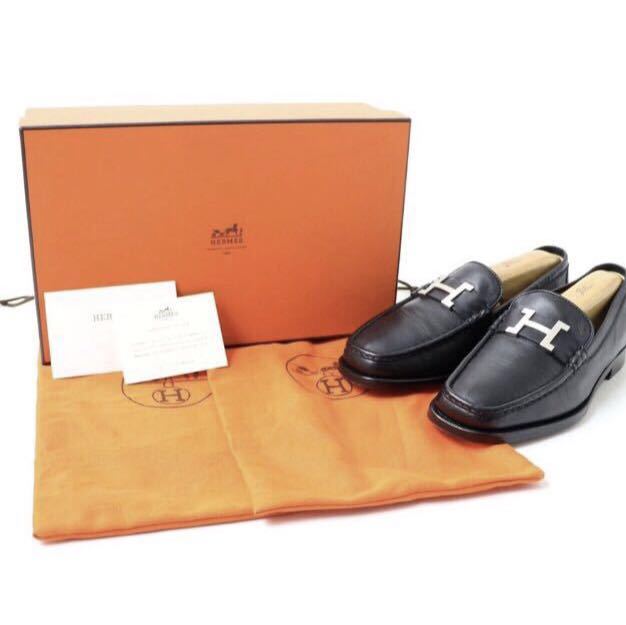 ☆超美品☆本物☆HERMES☆エルメス☆コンスタンス☆H金具☆ローファー☆黒☆36 1/2☆箱☆保存袋☆ショップカード☆