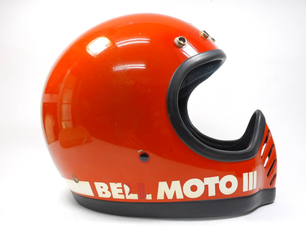 Sシェル！最初期 70s BELL MOTO 3 赤 6 3/4 DOTなし 目深加工済み M