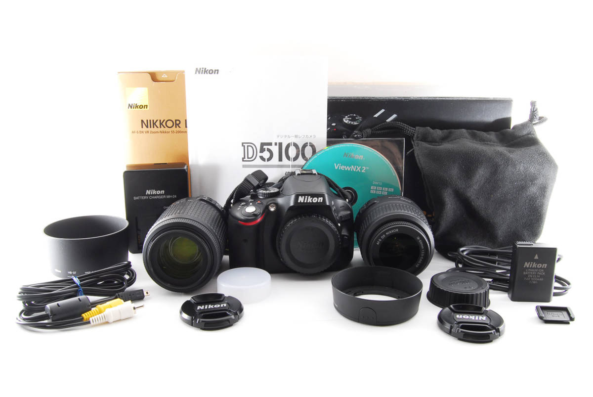 最新作，本物保証 Nikon ニコン D5100 ダブルレンズキット 元箱付き☆