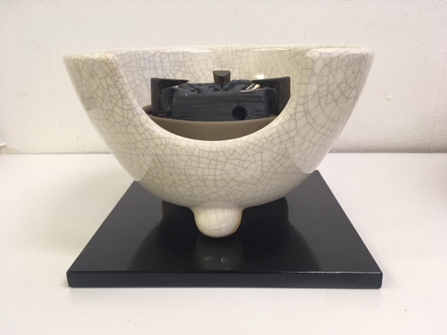 □野々田商店 風炉型電熱器 F412 白さつまB 紅鉢型□ 風炉
