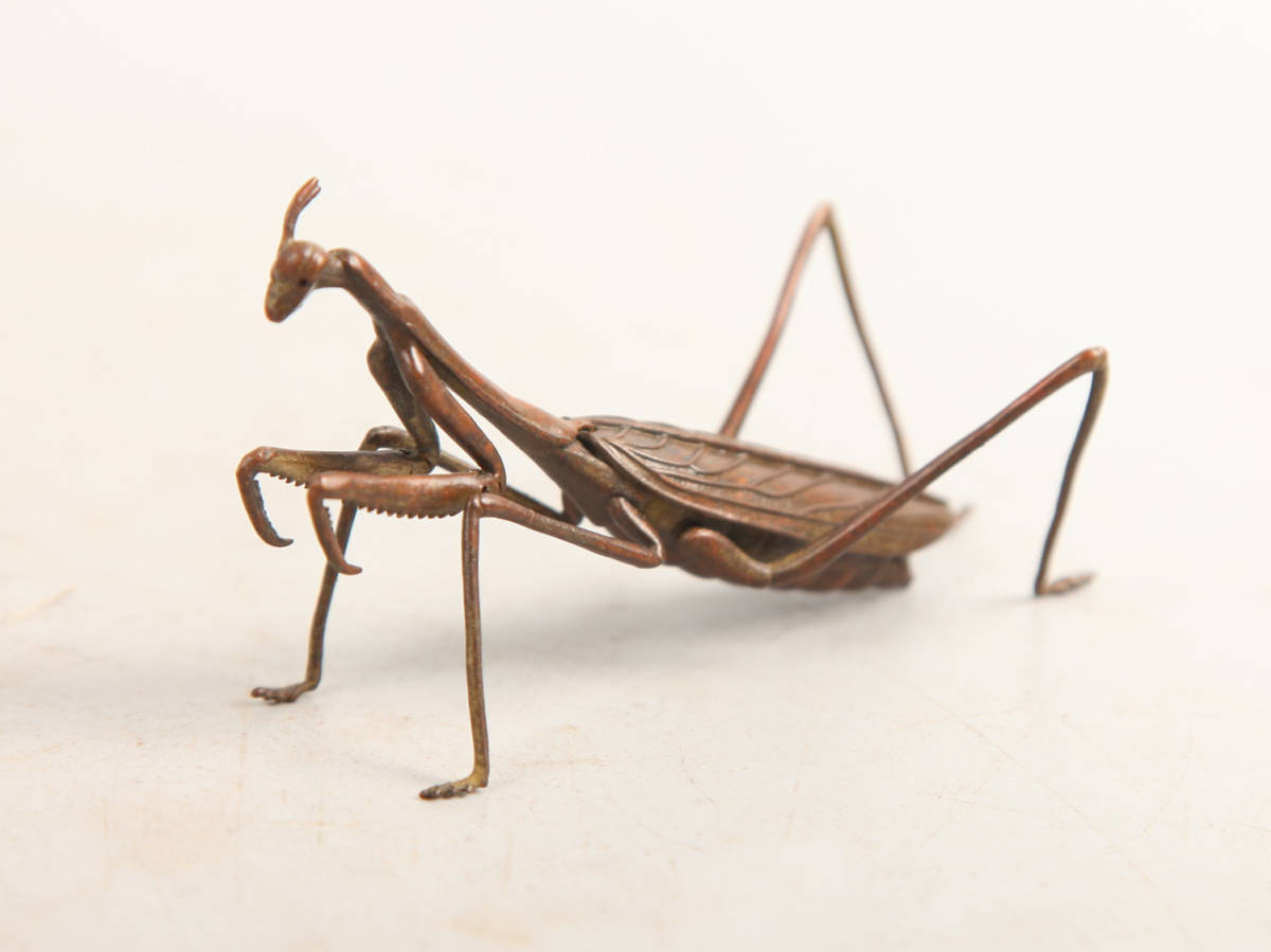 古銅自在カマキリ螳螂置物 長約9.6CM 自在蟷螂置物 文化遺産オンライン