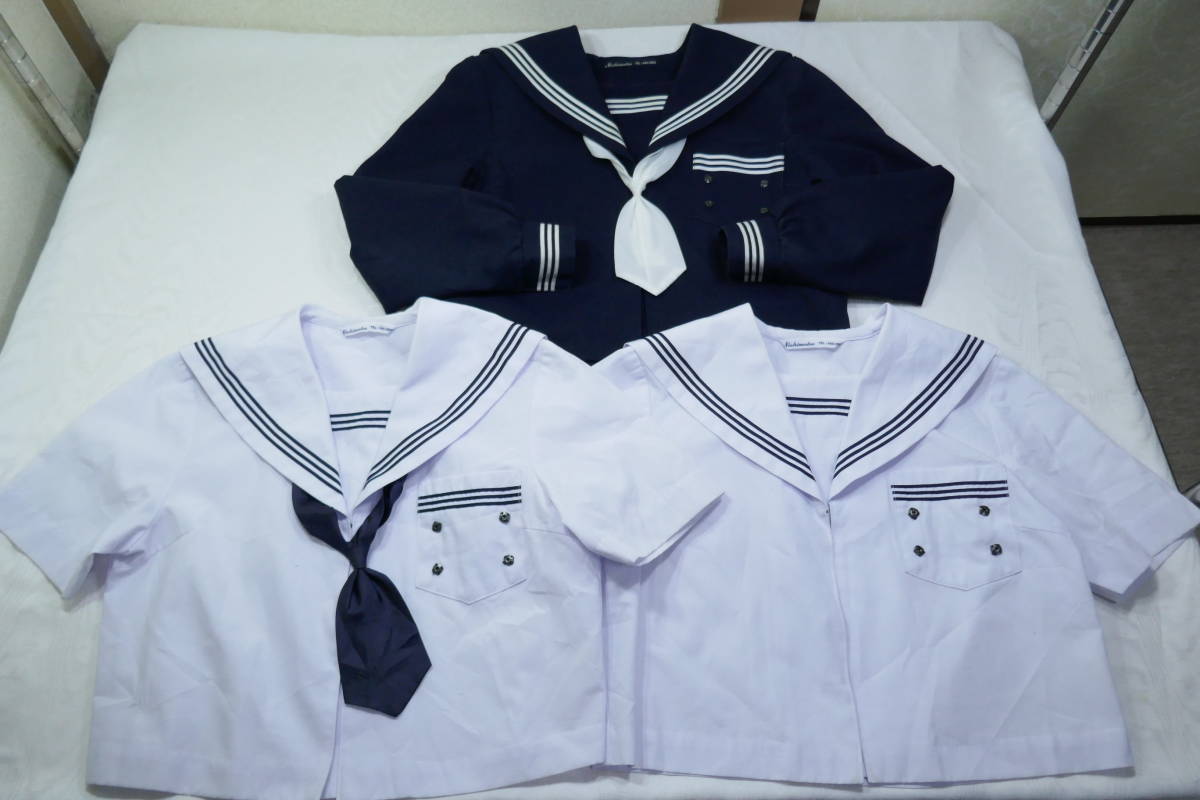 18 静岡地区 サイズ84 冬＆夏半袖セーラー服２枚 スクールショップ西松 (検 中学 高校 女子校 私立 制服 学生服 女子学院 附属 JK JC 県立