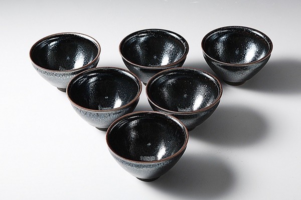 幸二 油滴 天目 盃 六客 窯変 杯 ぐい呑 酒器 茶器 茶杯 鎌田