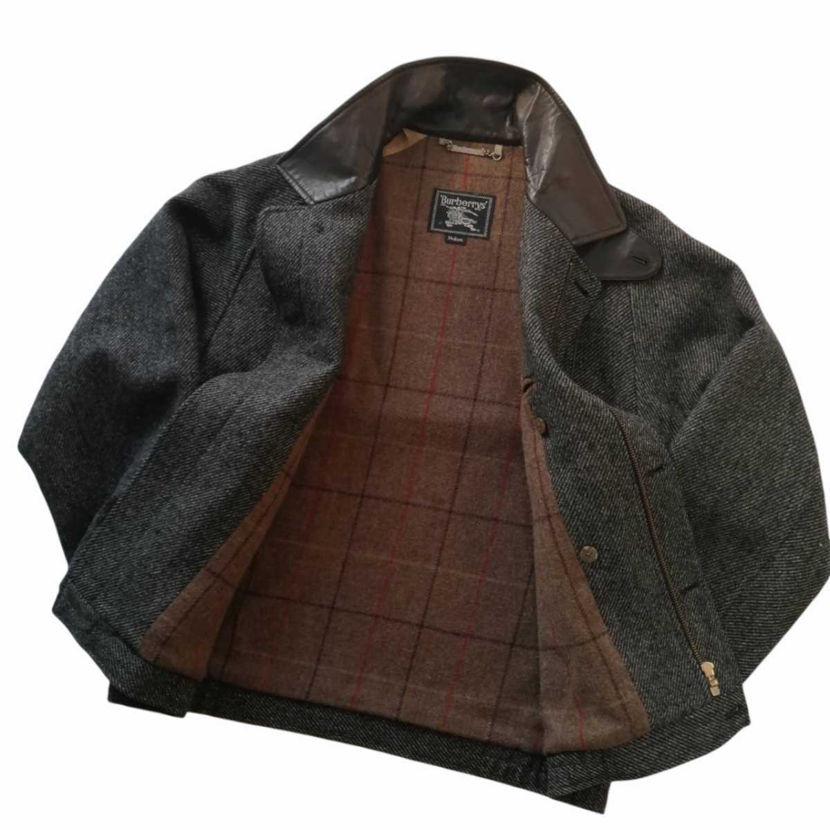 BURBERRYS◇美品 襟レザーウールジャケット メンズM オールド 
