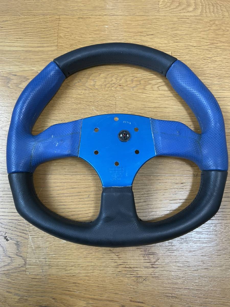 MOMO モモ ステアリングホイール 黒 青 ブルー 中古 (7) パーツ