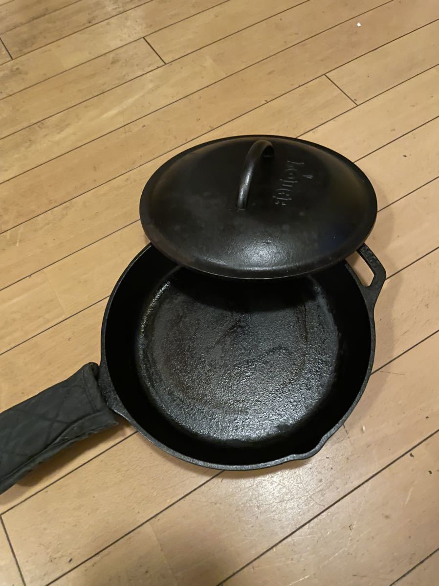 LODGE ロッジ スキレット 蓋付き　１２インチ　３０センチ　中古 LODGE スキレット 12インチ 蓋付き 中古 12