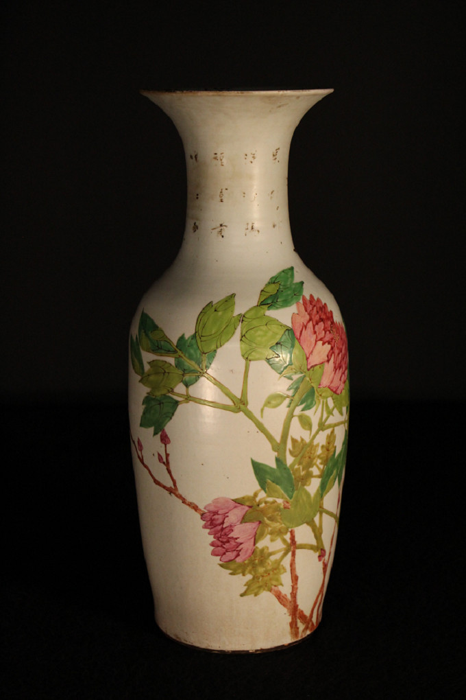 色絵 花鳥図花器 中国古玩 陶磁器