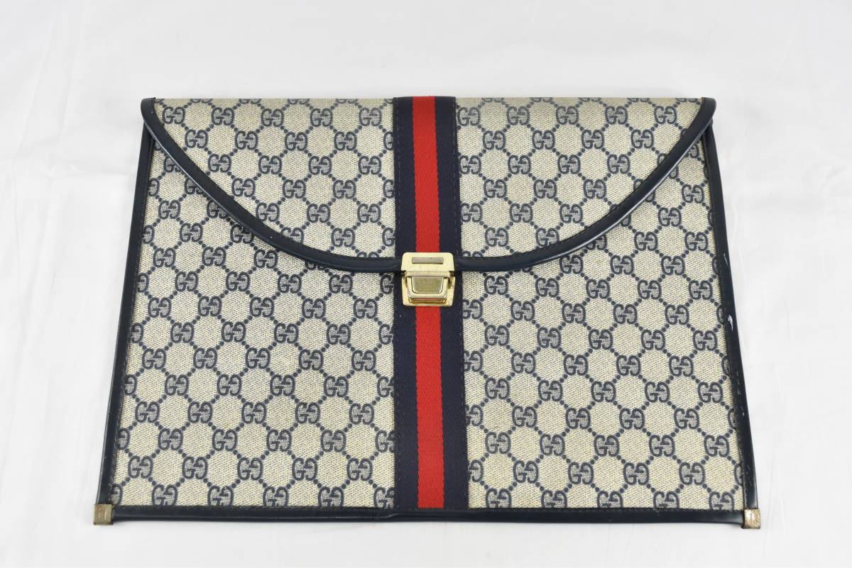 ヴィンテージ GUCCI グッチ GG柄 シェリーライン クラッチバッグ 