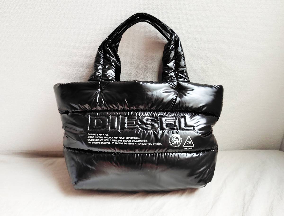 美品 DIESEL ディーゼル ステッチ ロゴ ロゴプリント 中綿ダウン 舟形 