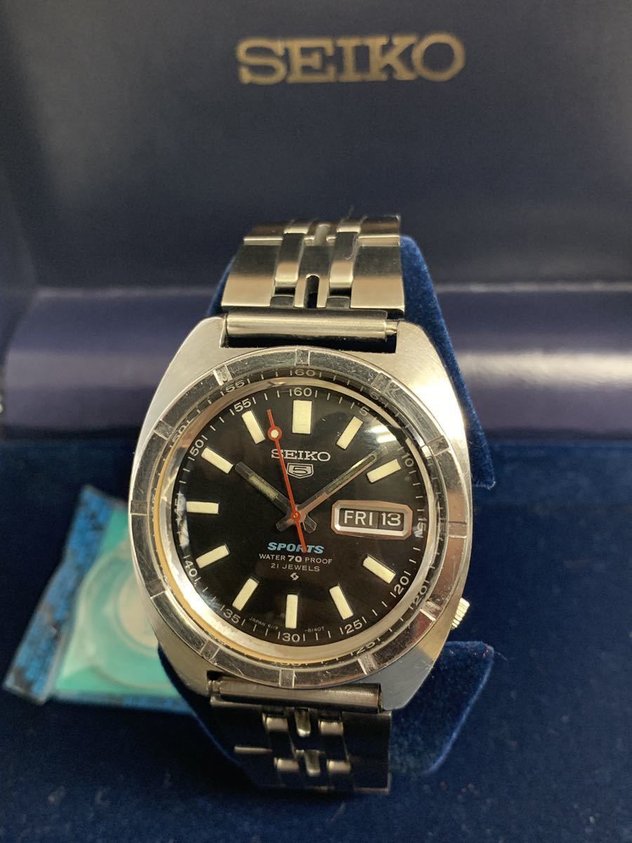 風防交換済 SEIKO 5 SPORTS 6119-8140 メンズ腕時計 セイコー5スポーツ 