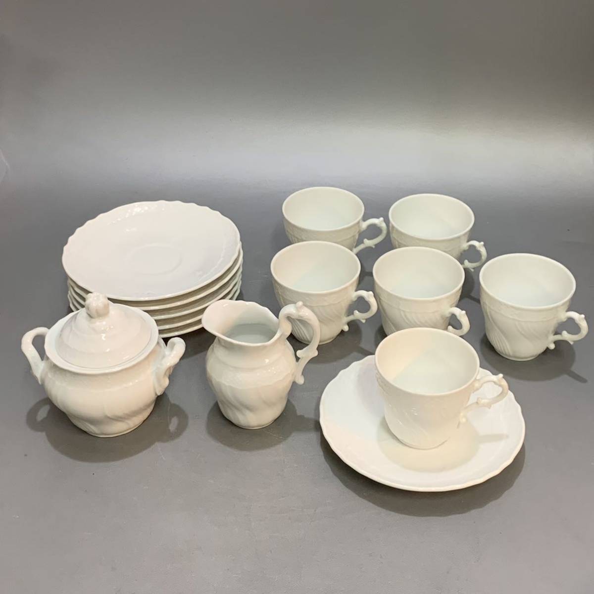 朮31）Richard Ginori リチャードジノリ　カップ＆ソーサー　6客　ティーカップ　デミカップ　シュガーポット　ミルクポット　ティーセット
