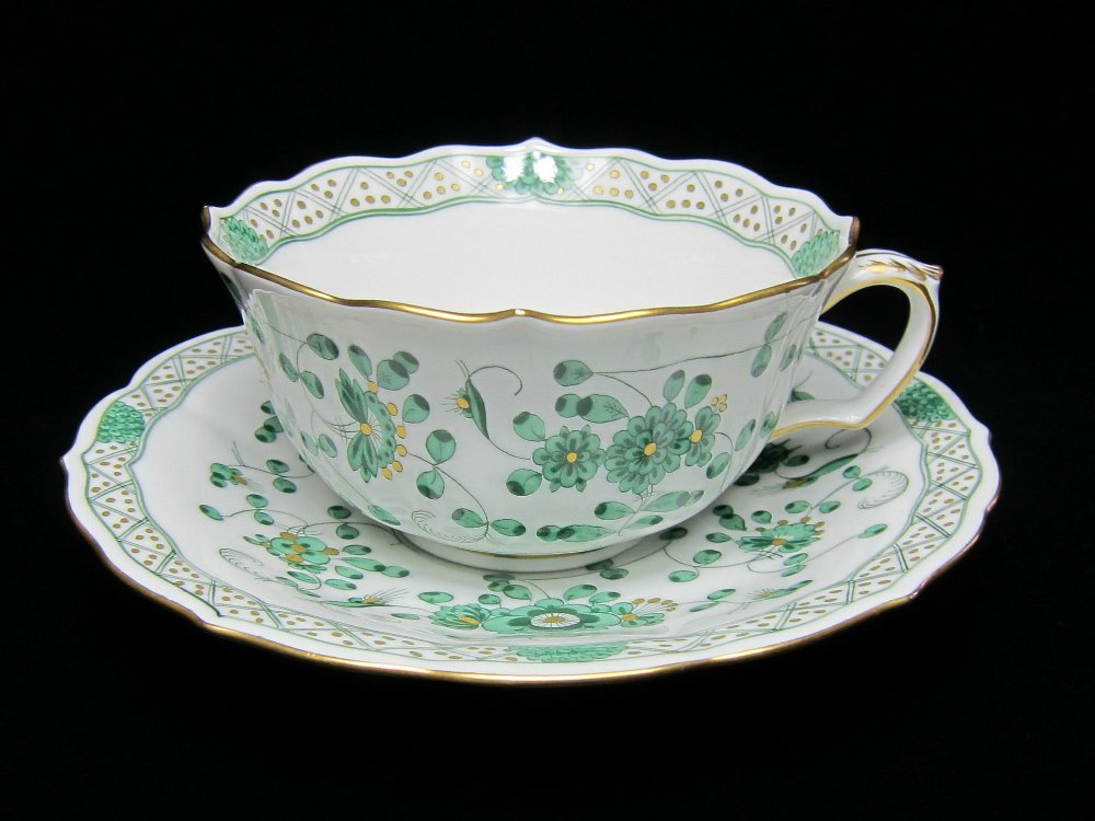 マイセン インドの華 リッチグリーン ティーカップCS 訳あり_1
