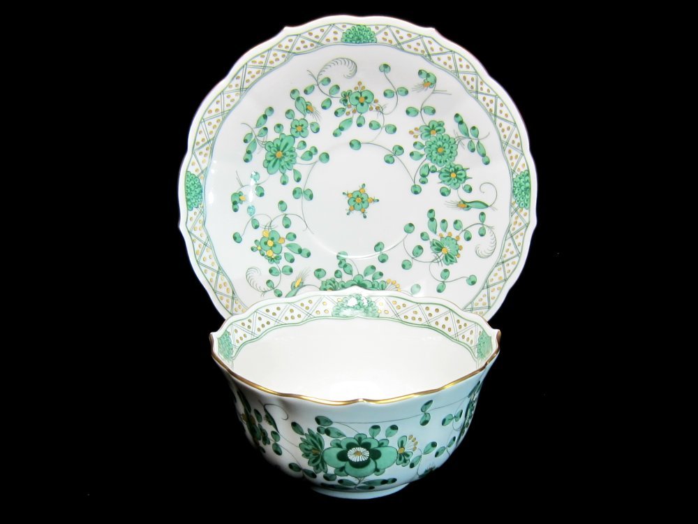 マイセン インドの華 リッチグリーン ティーカップCS 訳あり_3