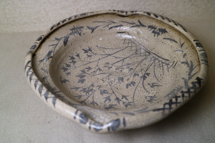 焼物 鉄絵 鉢 検志野織部桃山茶道具菓子器江戸美濃珍品希少骨董