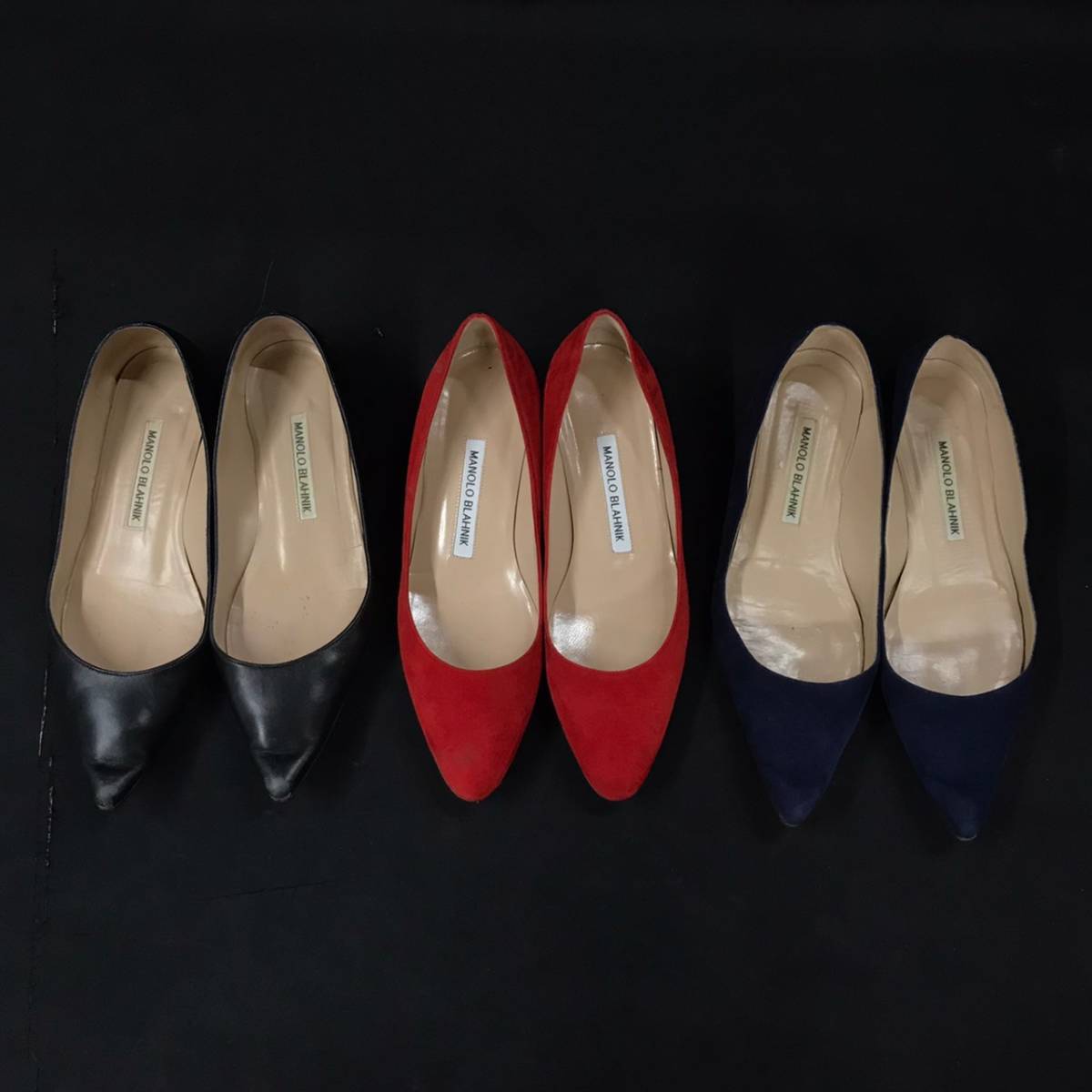 B27s21T Manolo Blahnik マノロブラニク スエード レザー フラット 