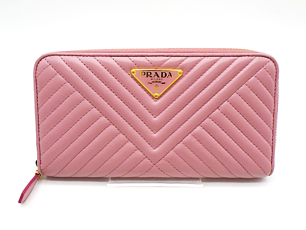 PRADA プラダ キルティング ラウンドファスナー長財布 1ML506 ソフト 