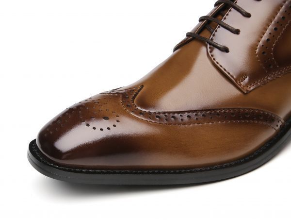本革 ビジネスシューズ 牛革 防水 防臭 履き心地良い 紳士靴 レザーシューズ ビジネス商談 革靴 冠婚葬祭 3210-6 ブラウン 26.5cm/43 ビジネスシューズ メンズ 本革 履き心地良い 蒸れにくい 外羽根