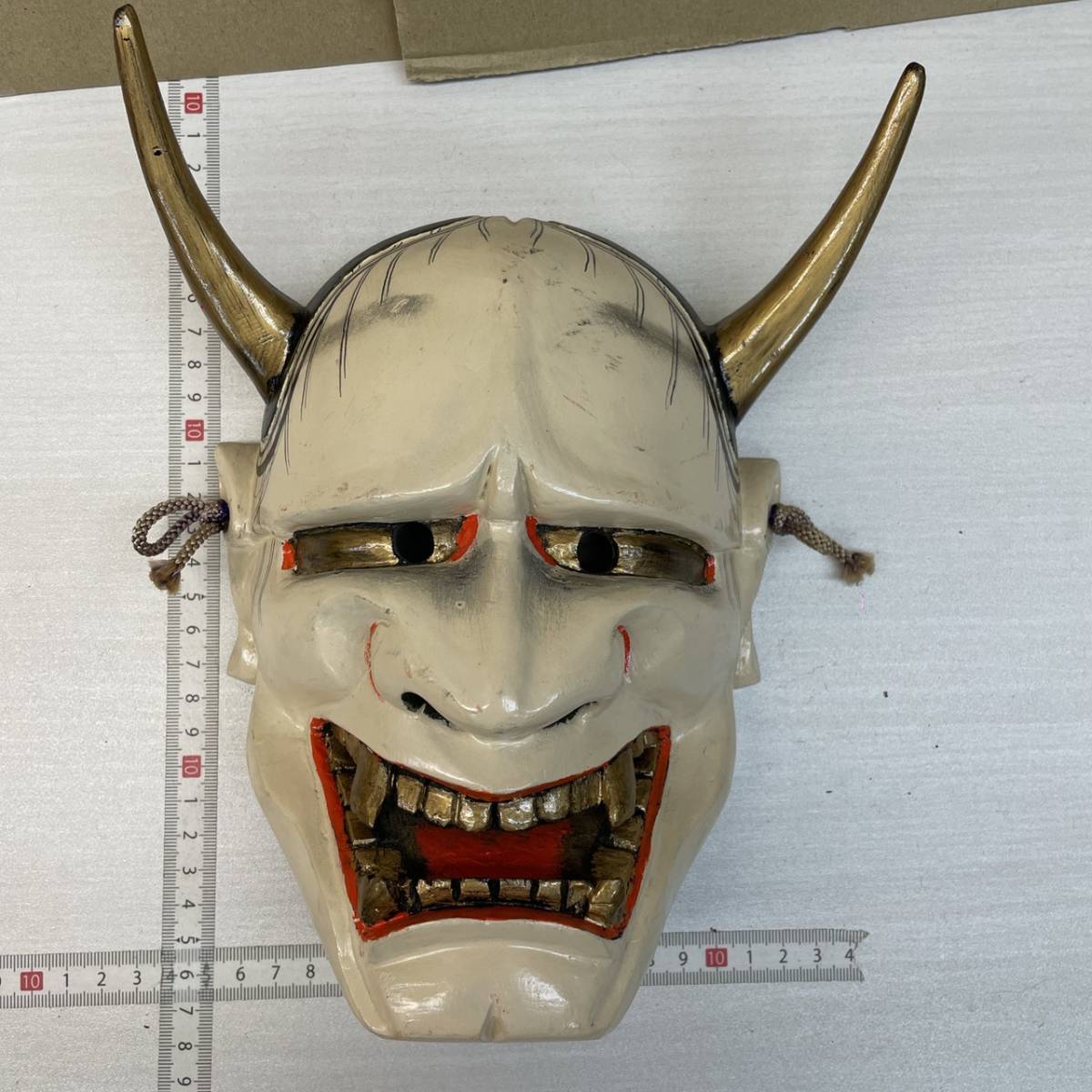 C01 152 般若 はんにゃ お面 木彫り 手彫り 塗り物 お面 壁掛け 工芸品 