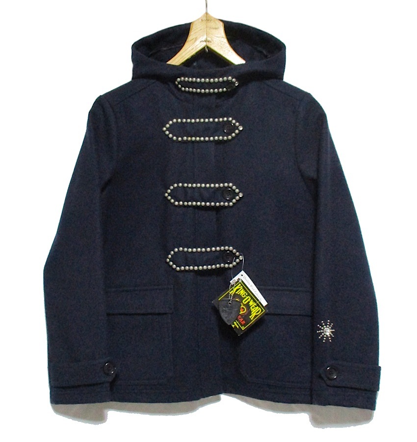 HTC Hollywood Trading Company　KING O WEAR WOOLRICH WOOLEN MILLS スタッズ カスタム ダッフル ジャケット　ネイビー Sサイズ USA製