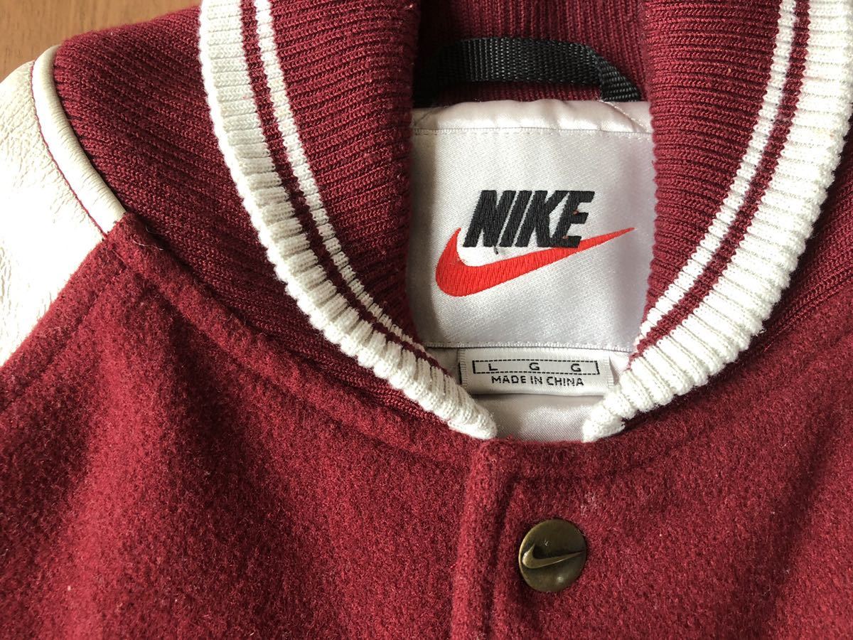 90s NIKE 袖レザー スタジャン L OLD ☆ 80s ファラオ ジャケット t  