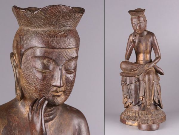 弥勒菩薩 仏教美術 国宝写し 仏像 時代物 極上品 初だし品 C9512 安心