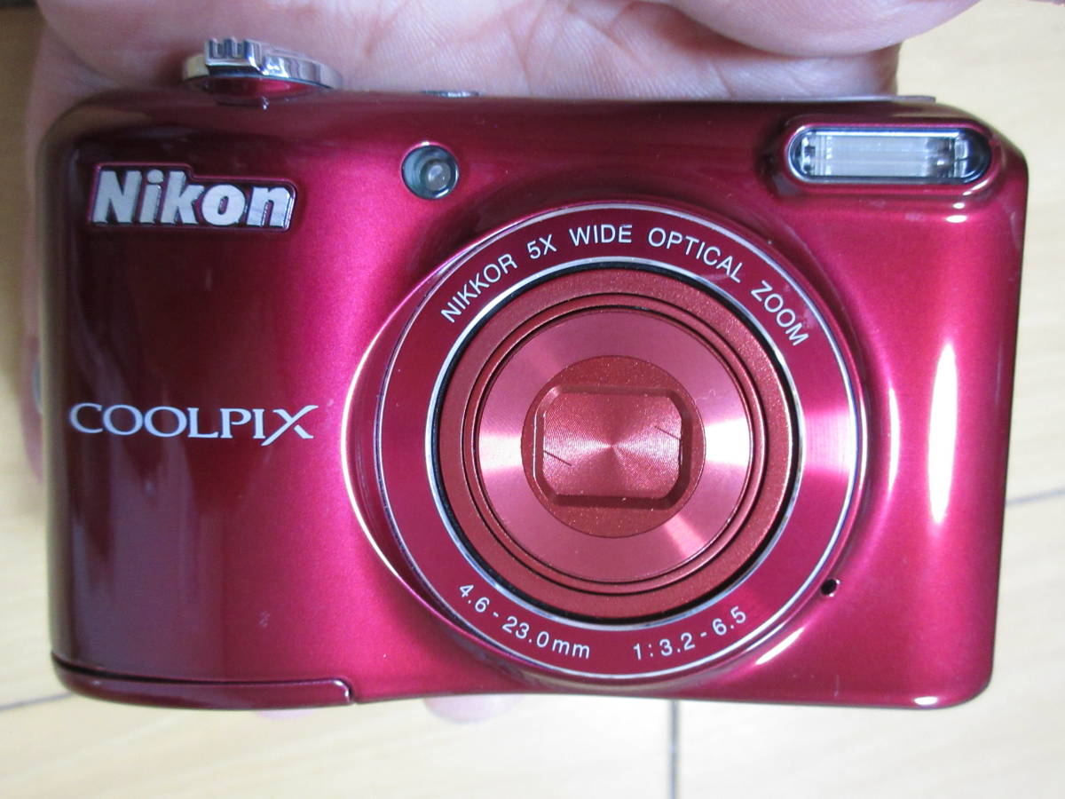 中古品 ニコン COOLPIX L28 赤 光学ズーム5倍 2005万画素 単3型